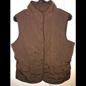 Talbots Brown Puffer Vest Womens Size S Petite